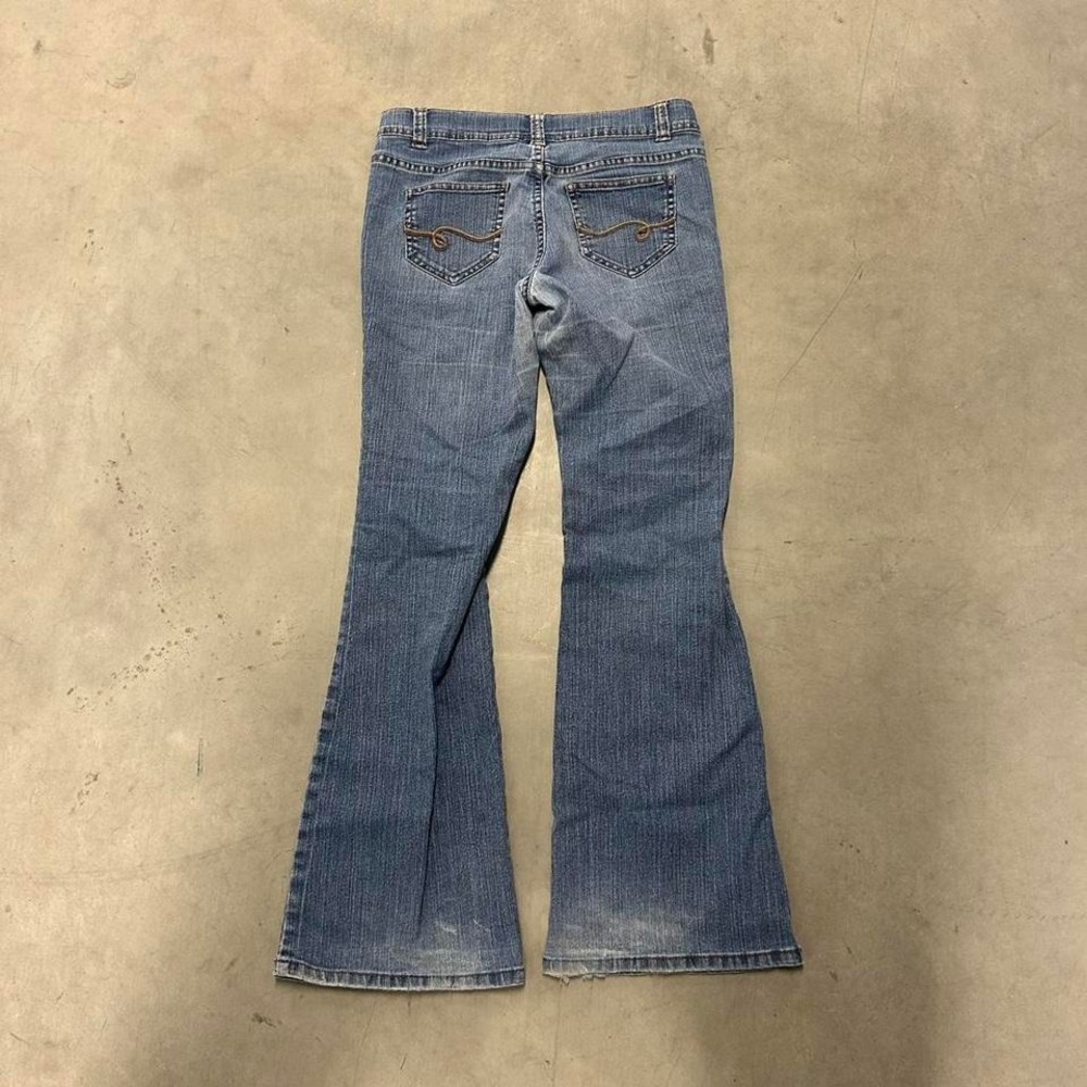 Y2K Dark Wash Flared Bootcut Wide Leg Fall Essential Low Rise Jeans - Picture 2 of 2
